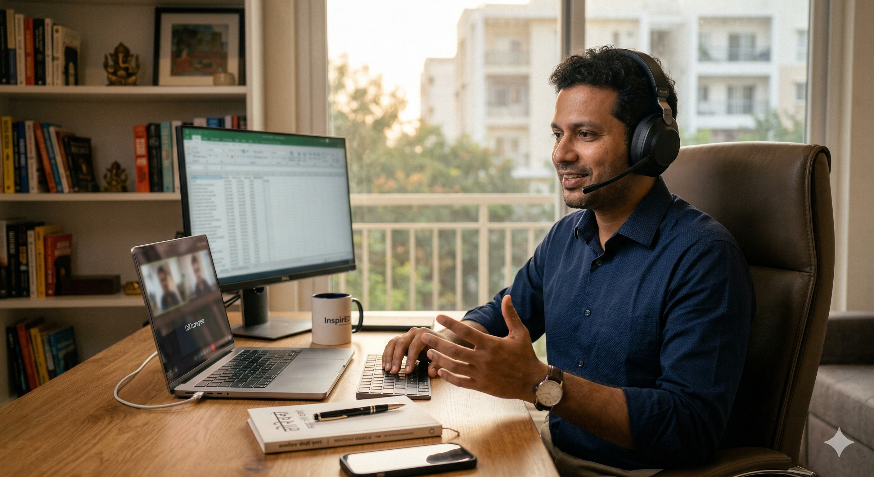 Freelancer making a business call to a US client